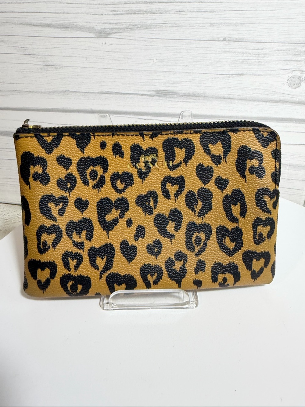 Coach Leopard Print Leather Zip Pouch